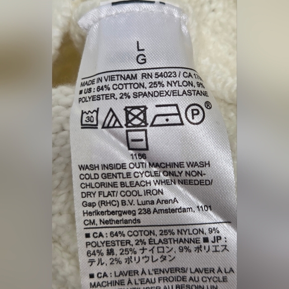 Banana Republic Sz L Oat Cream Mock Neck Boxy Sweater Wide Sleeve Cotton Blend - Picture 4 of 16